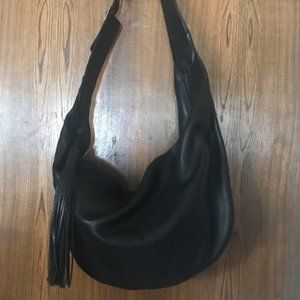 BRIO Black Leather Boho Bucket Bag